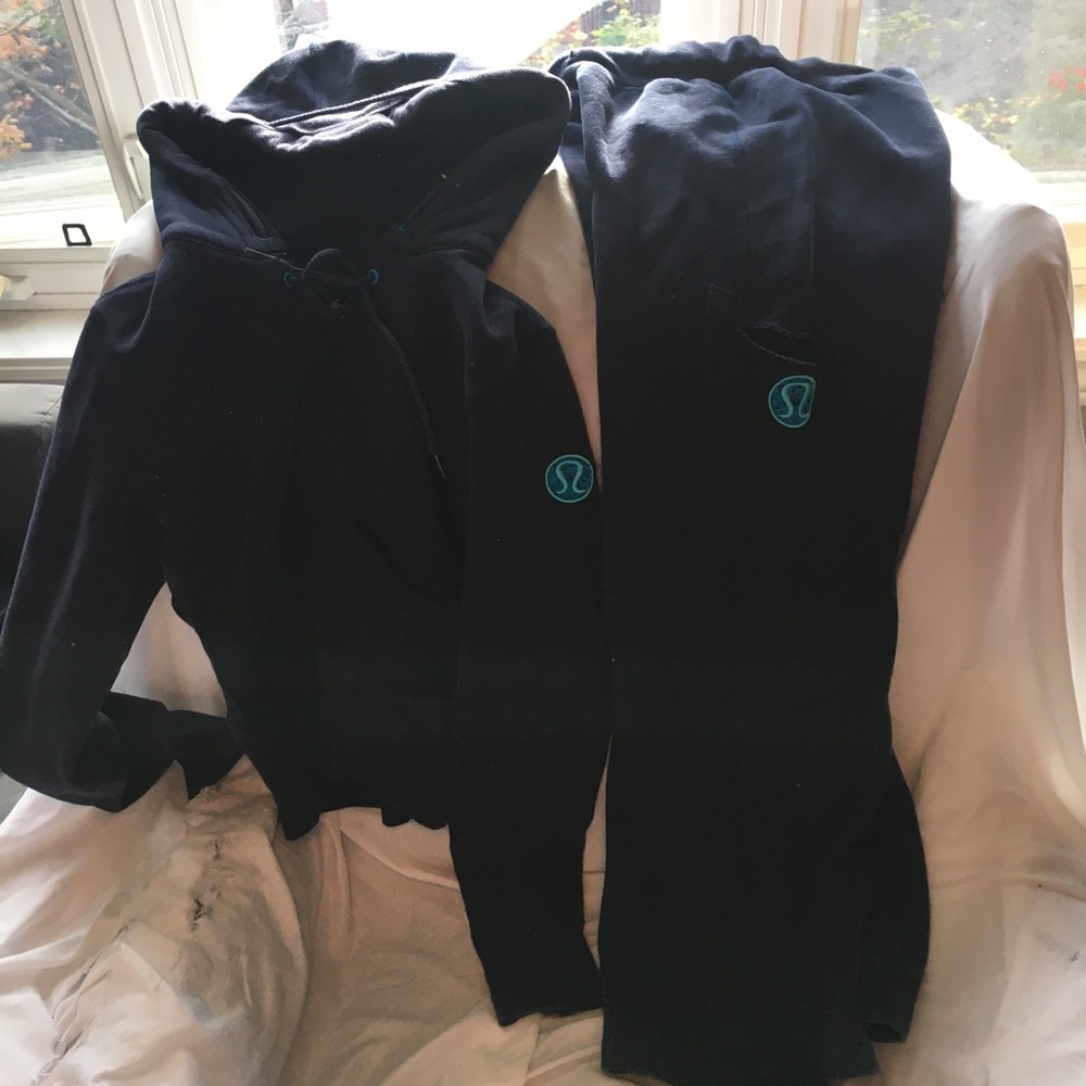 lululemon athletica Navy Hoodie and Pants with Teal Logo